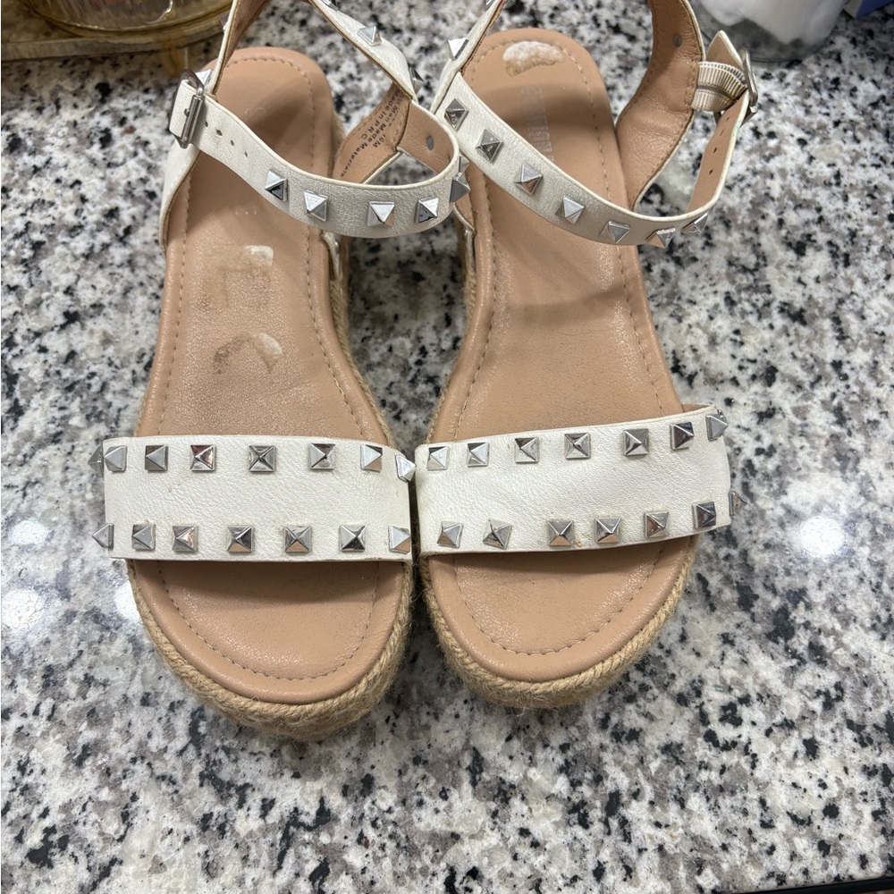 Studded White Sandals